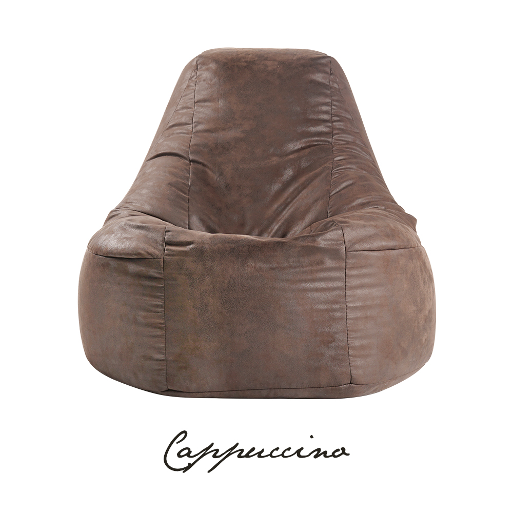 SoftRock Living Singapore Bean Bags Leather-print upholstery bean bag couch espresso cappuccino aesthetic artisan artisanal furniture industrial scandinavian leather minimalist interior living room bedroom